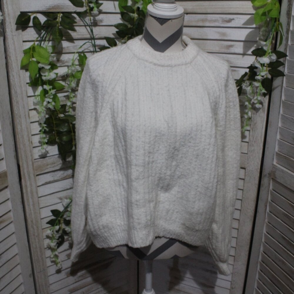 Madewell white cropped oversized sweater (1292)